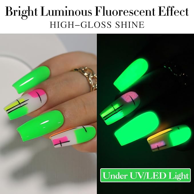 Double Rhythm Translucent Gel Polish Sheer Neutral Natural Light Milky Same Color Same Bottle 15ML Jelly UV Nail Polish Nail Art DIY at Home (Neon Glow Green-A1421)