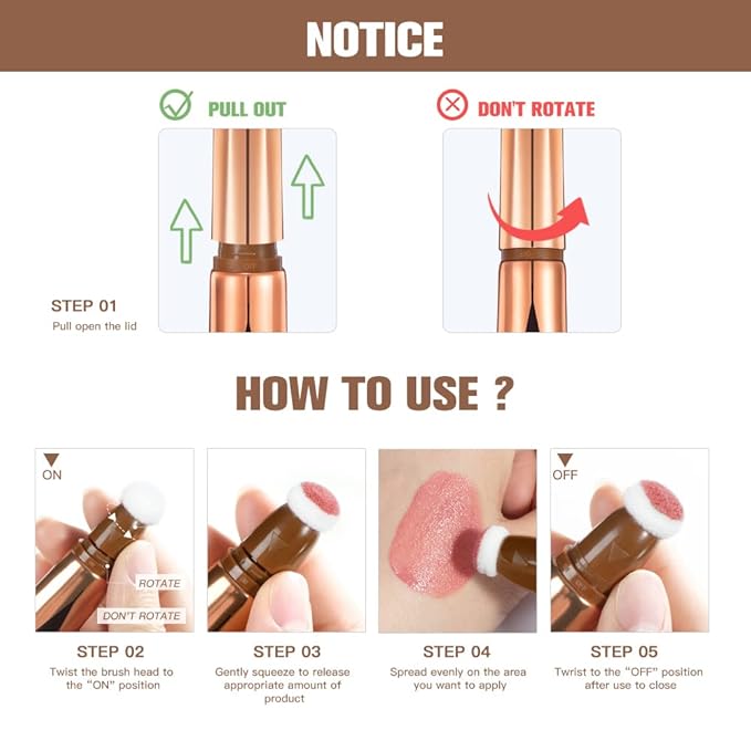 Liquid Contour Beauty Stick, Contour Stick, Bronzer Stick,Multi-Function Beauty Stick, Cream Contour With Cushion Applicator, Liquid Contour Stick, Women's Contour Makeup (05#)