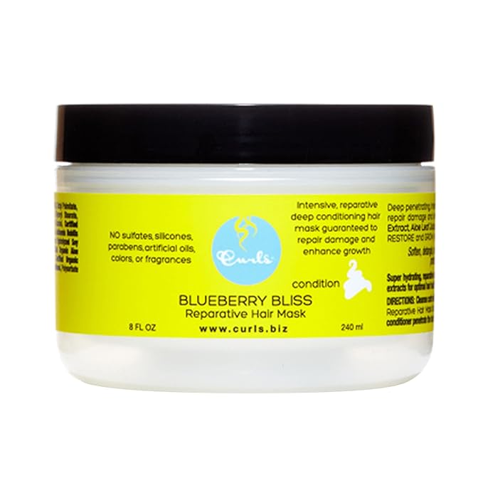 Curls Blueberry Bliss Reparative Hair Mask - 8 fl oz, Deep Conditioning, Repair, Protect, Restore, Detangle and Moisturize, For All Types