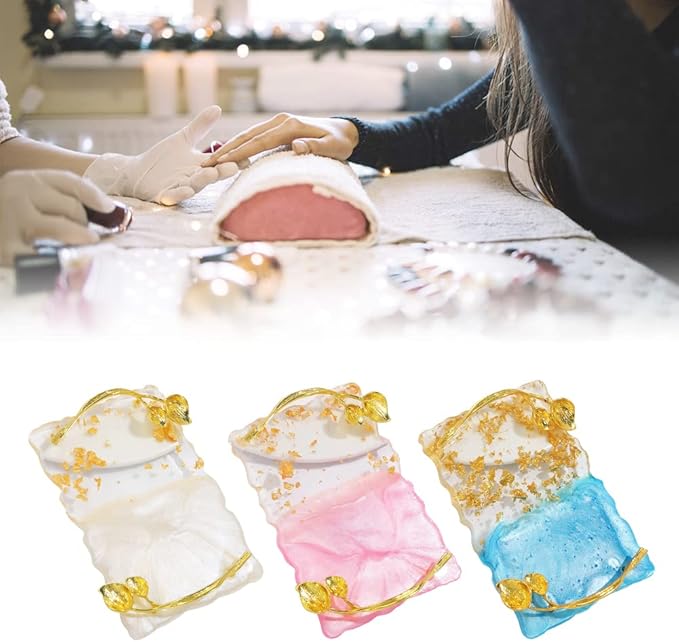 Resin Nail Art Palette, Nail Art Painting Palettes with Nail Palette Stirring Rod Gold Edge Nail Holder Nail Art Display Board Fashion Delicate Nail Tool Accessories, Type 4