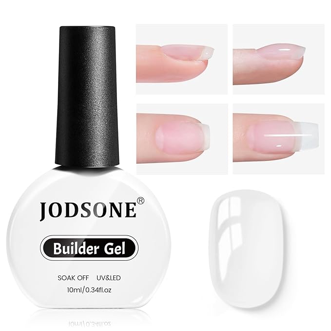 JODSONE Clear Builder Gel for Nails 10ml, Nail Strengthener Gel for Nail Apex, Extensions, Repairing, Thickening, Hard Gel Polish Needs Nail Lamp Curing, DIY Salon Nail Art