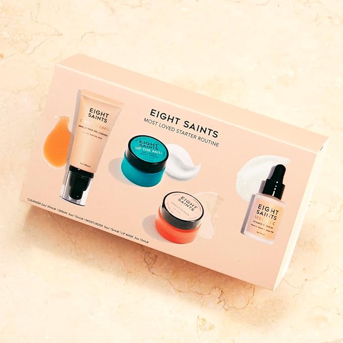 Eight Saints Skincare Most Loved Skincare Set, Face Wash, Vitamin C Face Serum, Niacinamide Anti Aging Cream, Lip Mask, Gift Set