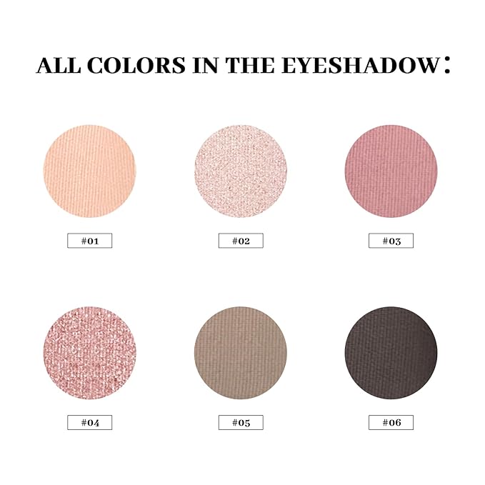 Nudes 3 Series Mini Eyeshadow Palette, Matte & Shimmer Finish, 6 Champagne Mauve & Black Eye Shadows, Travel Friendly Size, Vegan, Cruelty-free