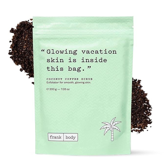 Frank Body Coconut Coffee Scrub | Natural, Vegan, Cruelty Free Exfoliating Body Scrub Firms, Tones, and Brightens with Coffee Grinds, Grapeseed Oil, Coconut Oil, and Jojoba Beads | 7.05 oz / 200 g