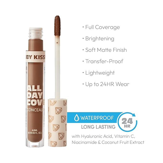 Ruby Kisses All Day Concealer Lightweight Full Coverage Multi-Use Concealer 0.13 Fl Oz (4-3 Chestnut (12))