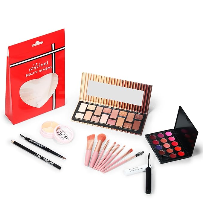 All In One Makeup Kit for Girls, Makeup Kit for Women Full Kit with Eye Shadow Palette, Makeup Brushes, Lipstick Palet, Eyebrow Pencil, Eyeliner, Concealer for Beginners and Professionals
