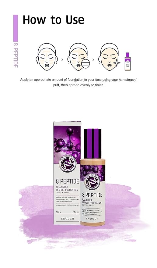 Enough 8 Peptide, Full Cover Perfect Foundation, SPF 50+ PA+++, #21, 3.53 oz (100 g)