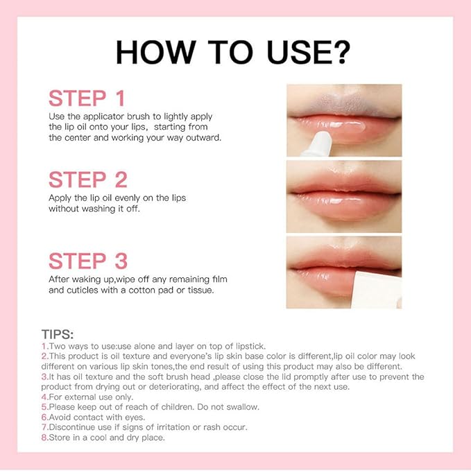 MAEPEOR Glowing Lip Oil 7 Colors Hydrating Lip Balm Nourishing Lip Care Lip Treatment Glossy Finish Non-sticky Moisturizing Lip Balm (04 Jam)