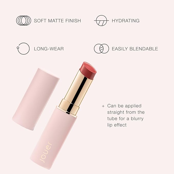 Jouer Balm Bouche Demi-Matte Lip-Liberté - Tinted Lip Balm - Hydrating Lip Tint Long Lasting - Matte Lip Color - Jojoba Seed Oil and Shea Butter Formula