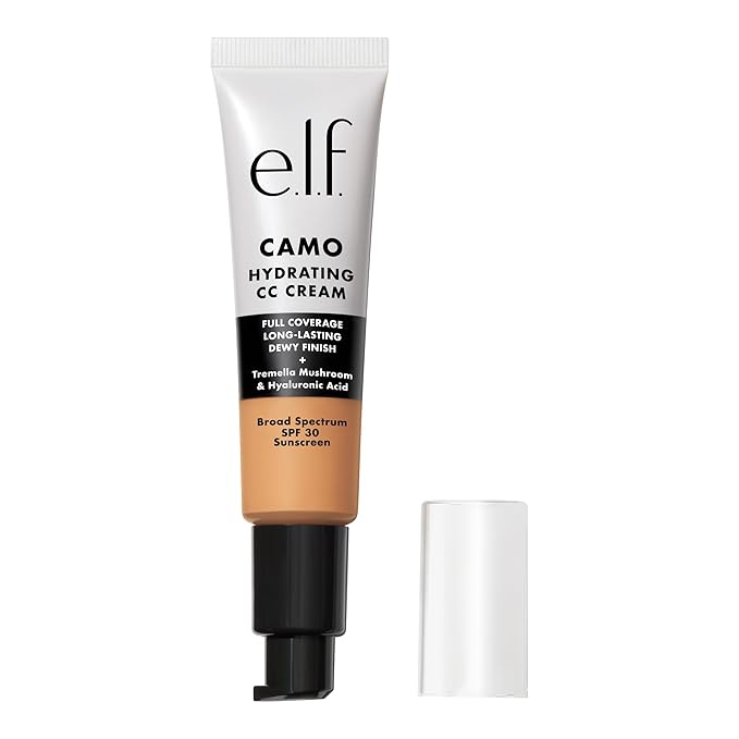 e.l.f. Hydrating Camo CC Cream, SPF 30, Color Correcting Full Coverage Foundation For A Dewy Finish, Vegan & Cruelty-Free, Medium 350 W