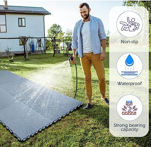 50 Pack Drainage Mats Interlocking Tile 10" x 10" Rubber Floor Tiles - Image 4