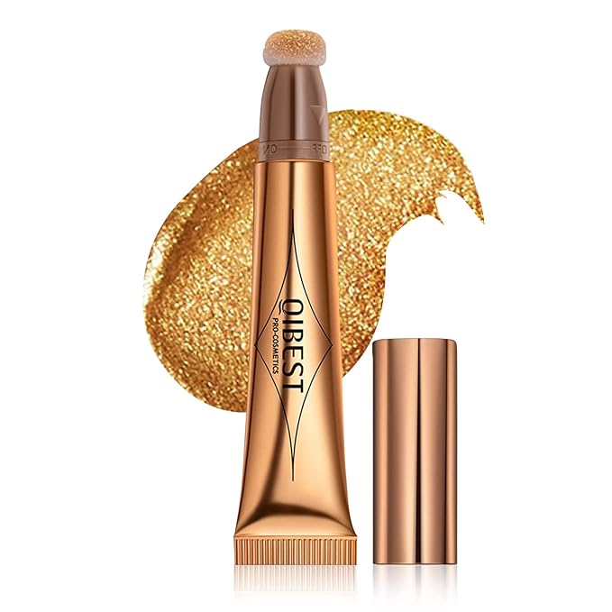 Highlighter Beauty Wand, Shimmer Liquid Highlighter Stick with Cushion Applicator, Lightweight Super Silky Cream Body Face Glowing Highlight Makeup