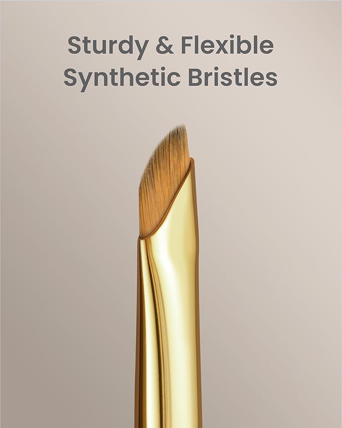 Desert Oak Series Precision Angled Eyeliner Brush - Ultra-Fine Nylon Bristles for Razor-Sharp Gel/Liquid/Powder Lines, Detail Work & Tightlining, Bubinga Handle & Brass Ferrule (CM 181)