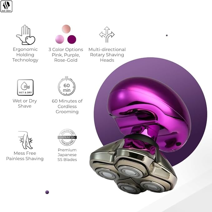 Skull Shaver Butterfly Kiss Pro (Purple): Best Electric Shaver for Bikini, Leg, Body Shaving
