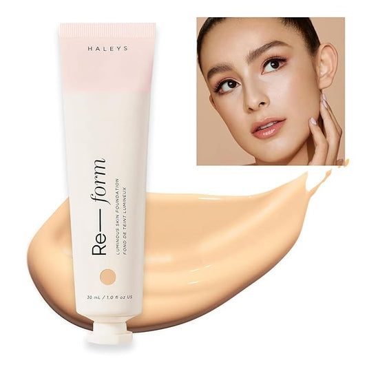 HALEYS Re-form Luminous Skin Foundation, VEGAN + CRUELTY-FREE, Blurs, Conceals, Blendable, Buildable Med-to-Full Coverage, Weightless, Oil-free, All-Day Wear, Hyaluronic Acid, All skin types (2.25)
