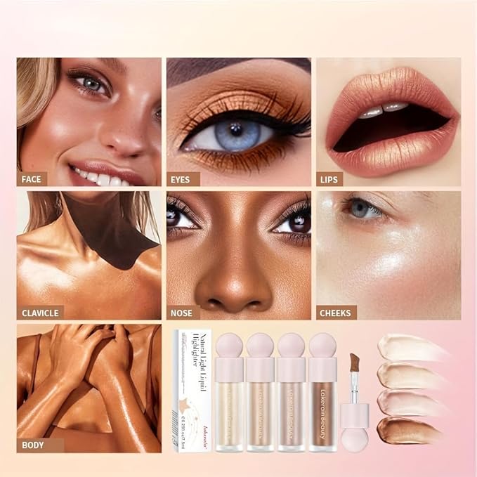 GECOMO Liquid Contour Beauty Wand Face Highlighter Bronzer Makeup Stick, Dewy Finish, Moisturizing Silky Smooth Texture 0.25 Oz/ 7.5ml - 02 STARLIGHT