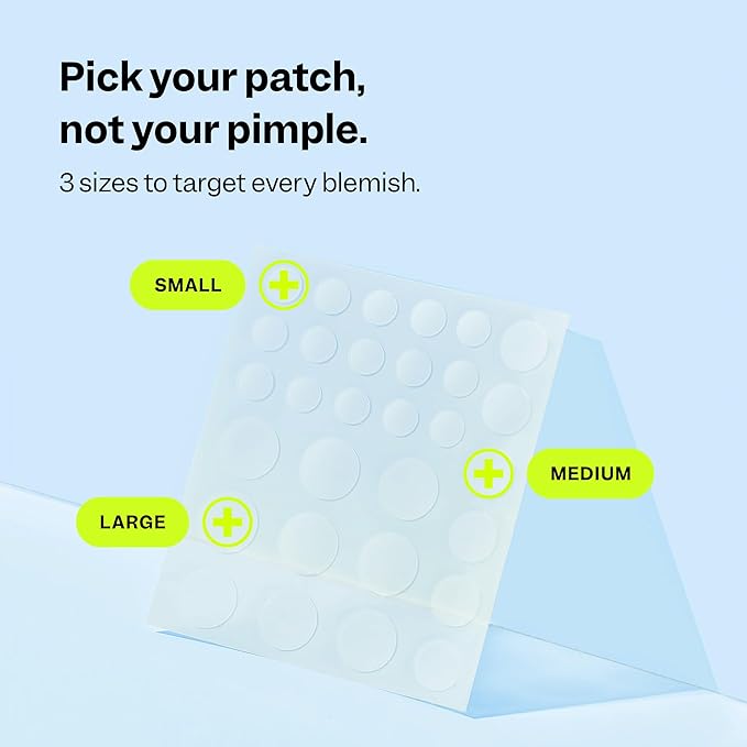 Peach Slices | Acne Spot Dots | Hydrocolloid Acne Patches | For Zits, Blemishes, & Breakouts | Vegan | Cruelty-Free | Pimple Patches | Facial Skin Care Products | 3 Sizes (7mm, 10mm, & 12mm) | 30 Ct