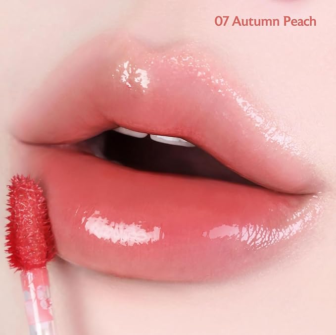 MILKTOUCH Jelly Fit Lip Tint (07 Autumn Peach) with Cooling Plumping Effect and Water-Based Non-Sticky Texture | Long Lasting Korean Beauty Lipstain Tinted Gloss Oil Brown K Makeup