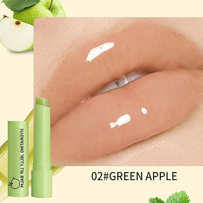 4 Colors Hydrating Jelly Lip Balm,Instantly Hydrate Lips Tinted Moisturizing Lip Balm For Dry Lips,Conditioning & Nourishing Lip Care Lip Moisturizer Fruit Lip Oil Jelly Lipstick (Green apple)