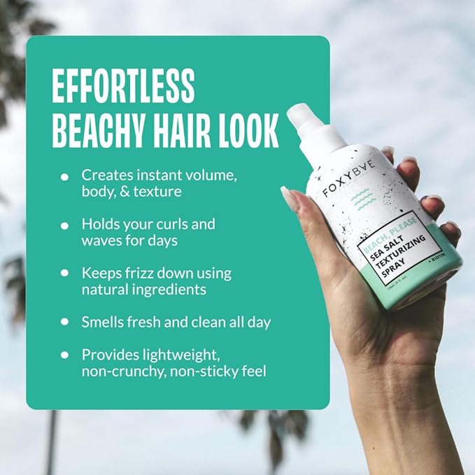 FoxyBae Sea Salt Spray for Hair - with Biotin - Texture, Texturizing, Volumizing, Thickening - for Men & Women - 8 Fl Oz