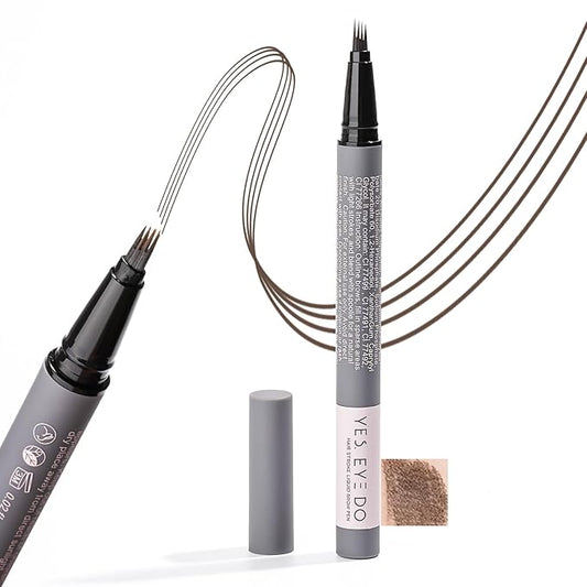 Black Brown Eyebrow Pencil with 4-Prong Micro-Fork Tip, Microblading Dark Brown Eyebrow Pen for Women, Create Natural, Defined Brows, 24H Long Wear YES.EYE DO (Shadow Granite-Black Brown)