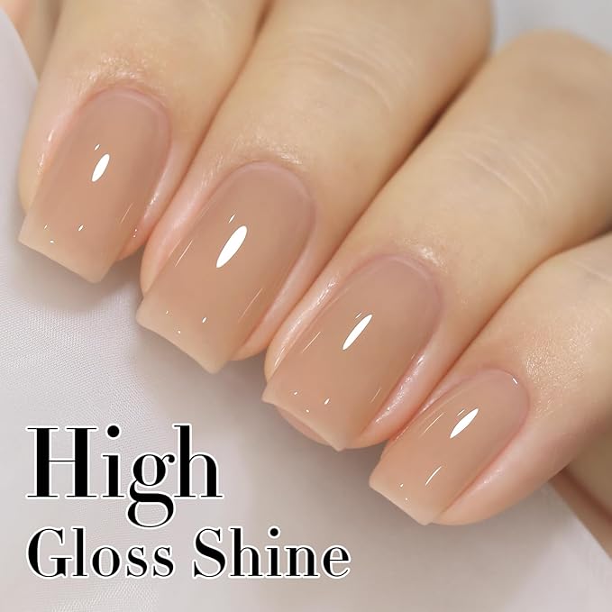 Double Rhythm 0.50 OZ Translucent Gel Polish Same Color Same Bottle Sheer Pastel Neutral Natural Milky 15 ML Jelly UV Nail Art DIY at Home (Translucent Tea-A1496)