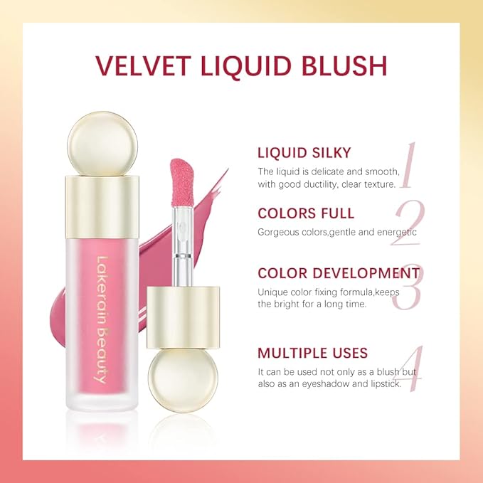 Soft Velvet Liquid Blush Face Makeup Matte Cream Blush for Cheek Weightless,Long-Lasting,Natural-Looking,Smudge Proof,Dewy Finish Skin Tint Blush Makeup(#05)