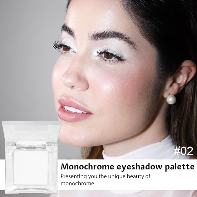 Eyeshadow Single Matte, High-Pigment Monochrome Eye Shadow Pressed Powder, Everyday Velvety Silky Eye Makeup Looks, Professional Long-Lasting Waterproof Single Eyeshadow Palette, White 02