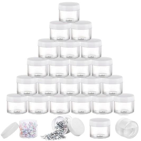 100 Count Sample Containers with lids 20g Plastic Cosmetic Jars Leak Proof Traveling Makeup Containers for Cream and Lotions - White