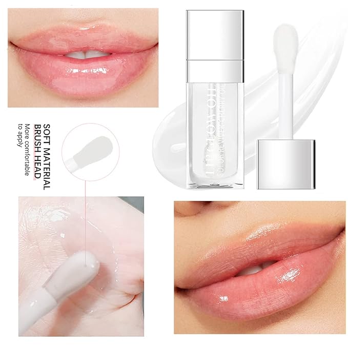 Lip Oil Hydrating Tinted Lip Balm, Plump Lip Gloss Lip Care Transparent Toot Lip Oil Tinted (004# Transparent)