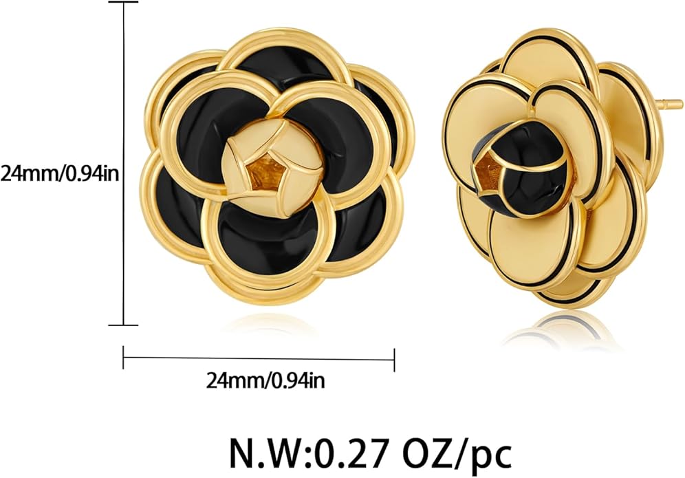 CLASSYZINT Gold/White/Red/Black Flower Stud Earrings For Women
