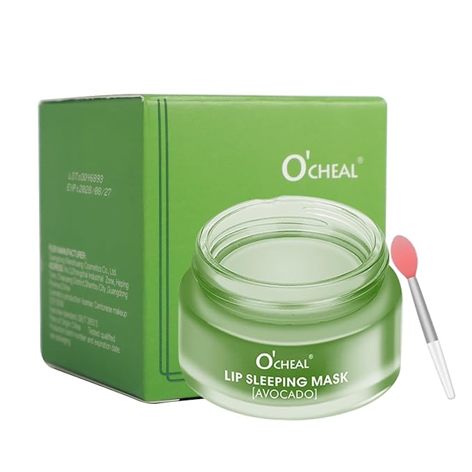 Lip Sleeping Mask Overnight Moisturizer Balm, Berry Lip Mask, Day and Night Repair Lip Balm for Improves Dryness Cracked, Moisturize Nourish Lip Scrubs Exfoliate Reduce Lip Lines (Avocado)