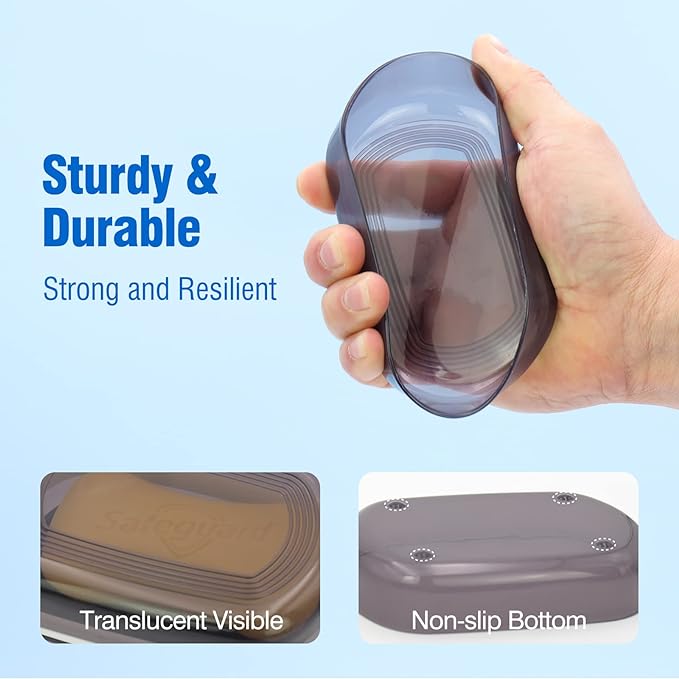 Travel Soap Container, Leakproof Soap Box, Travel Soap Holder with Removable Draining Layer, Portable Soap Case for Traveling, Camping, Gym (Black)