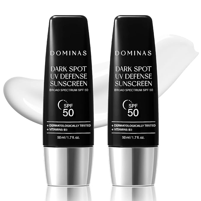 SPF 50 DOMINAS Sunscreen (Pack of 2, 1.7fl oz*2) - Korean Skin Care, UV Defense Sunblock, No White Cast, Non-Greasy, Hydrating, Lightweight Protection for Face & Body, Niacinamide, Sun Cream