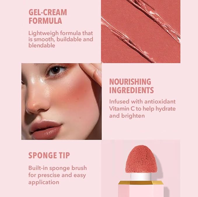 Liquid Blush Makeup, Cream Blush for Cheeks, Waterproof Long Lasting Blush Face Makeup Multi-Use Blush Beauty Wand for Cheeks & Lip Tint Natural Cream Blusher Makeup for All Skin Tones(#05 Warm Kiss)