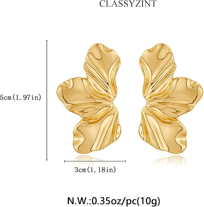 CLASSYZINT Gold/White/Red/Black Flower Stud Earrings For Women