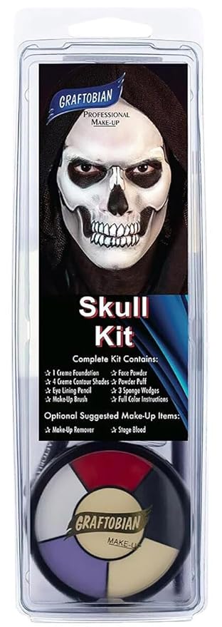 Graftobian Skull Makeup Kit - Skeleton Makeup Set for Costumes, Cosplay, and Halloween