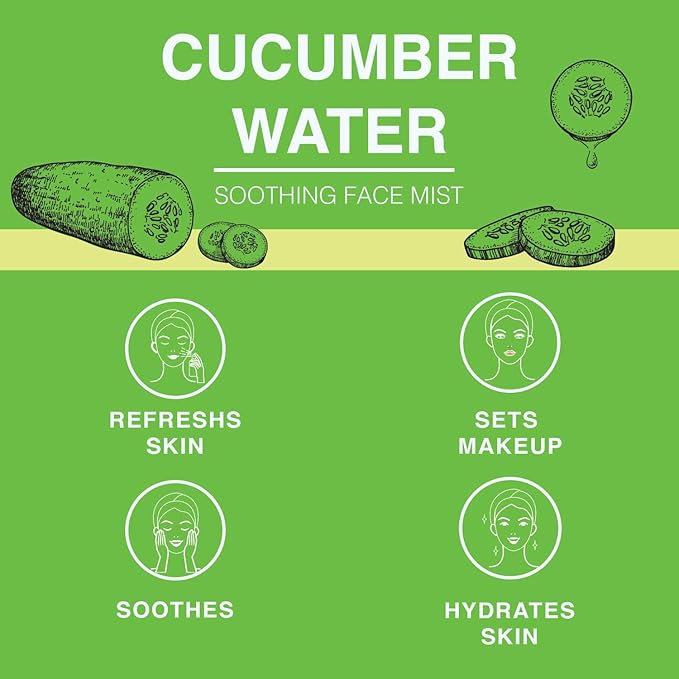 | Face & Body Mist Spray - Soothing Cucumber Water With Moisturizing Hyaluronic Acid | Instant Soothing, Cooling, Conditioning | 8 FL OZ
