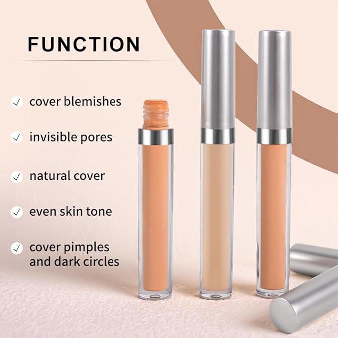 Kaely 2Pcs Hydrating Concealer Wand,Full Coverage Liquid under Eye Concealer,Long Lasting Waterproof Primer Makeup for Dark Circles and Puffiness Trouble Spots Redness,Eye Ring corrector de ojeras 03