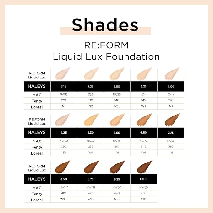 HALEYS RE:FORM Liquid Lux Foundation (9.25) Vegan, Cruelty-Free Foundation Makeup - Even Skin Tone and Cover Blemishes & Imperfections with a Luminous Finish for Long-Lasting Wear