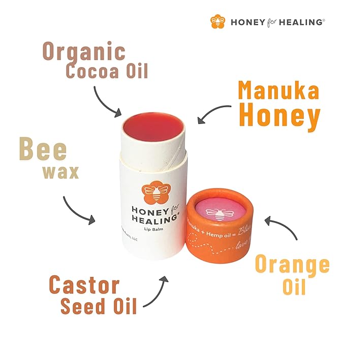 Lip Balm Moisturizer with Manuka Honey 15+ UMF, Coconut Oil, and Castor Oil For Chapped, Cracked, Dry Lips | Protects, Smoothes, and Nourishes your Lips | 0.25 oz / 7 gr. (Soft Rose)