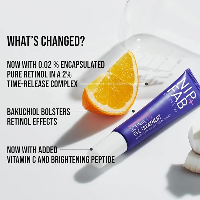 Nip+Fab Retinol Fix Eye Treatment Cream 15 ml | Encapsulated Pure Retinol | De-puffs, Firms and Tackles Dark Circles | Vitamin C | Help Smooth Fine Lines | Ceramides and Hyaluronic Acid