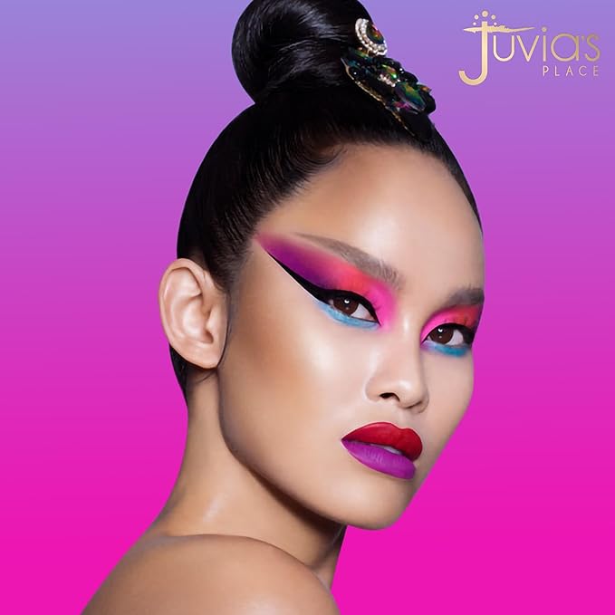 Juvia's Place Palette The Warrior III - Deep Emerald Green, Red, Violet, Cerulean Blue, Shades of 9, Pigmented Makeup Palette Eye Color & Shine