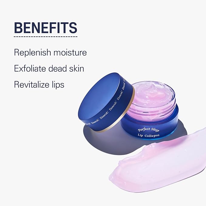 Perfect Sleep Lip Collagen 0.52fl.oz/15ml, Hydrolyzed Collagen+Rice Protein, Willow Bark Extract & Peptide to Nourish, Moisturize & Exfoliate the lips, Sleep-Beauty, Korean Overnight Lip Mask