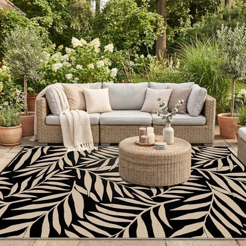 Smiry Outdoor Rug 9x12 ft Waterproof Reversible Leaf Mat - Image 5