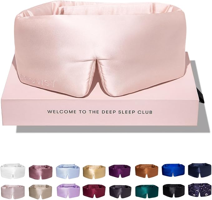 DROWSY Silk Sleep Mask. Face-Hugging, Padded Silk Cocoon for Luxury Sleep in Total Darkness. (Sunset Pink)