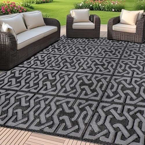 SAND MINE Reversible Mats, Plastic Straw Rug, Modern Area Rug, Large Floor Mat by SANDMIND