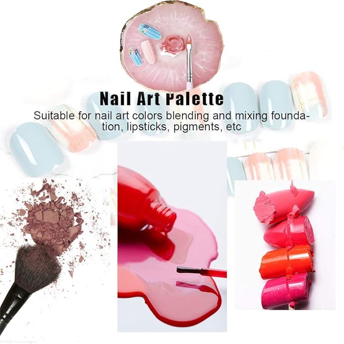 Resin Nail Art Palette, Kalolary Polish Holder Drawing Color Palette, Nail Art Painting Gel Palette Manicure Tool (Pink)