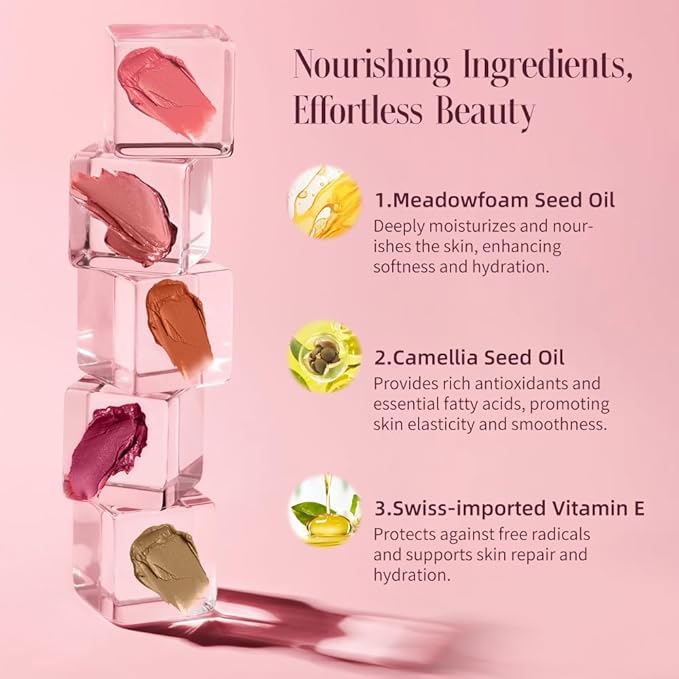 Multi-Use Makeup Cream Blush Stick, Unidollss 3-in-1 Buildable Blush Stick for Cheeks, Eyes, and Lips, Hydrating formula, All day wear, Easy Application with Thumb Puff Included (01 WHISPER)