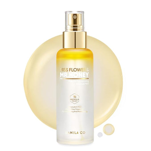 BANILA CO Miss Flower & Mr Honey Propolis Ampoule Mist | Nourishing Skin Double Layer & Moisturizing Makeup Fixer Setting Spray | Hydration Boost, Radiant Glow Serum (99ml / 3.34 fl oz)